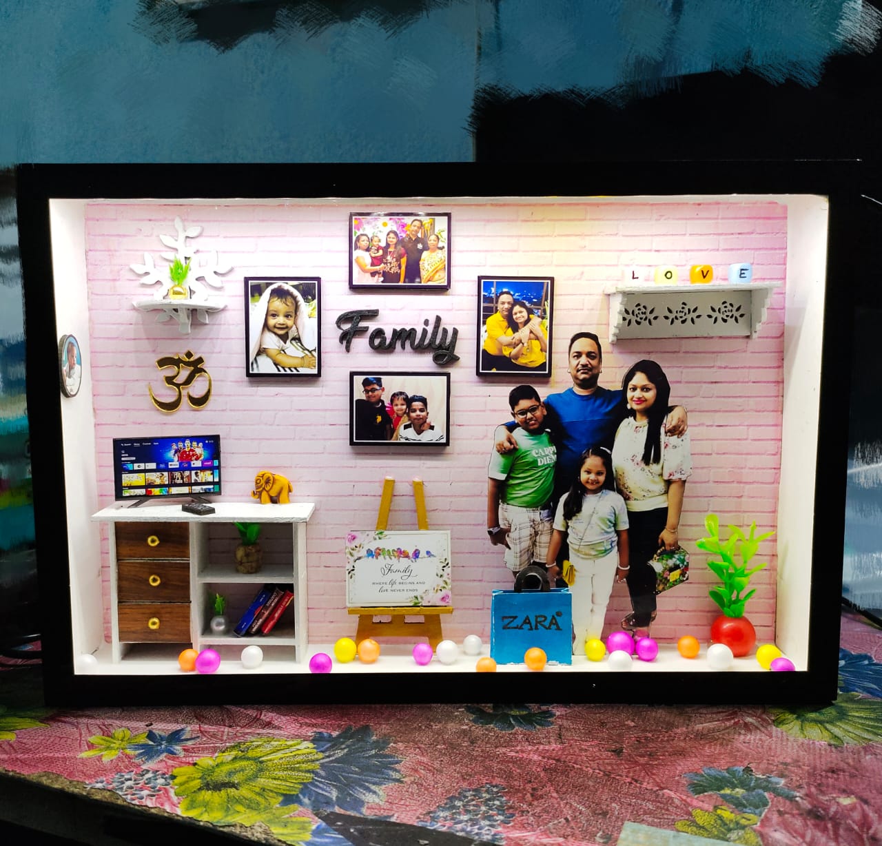 Miniature box frame - Personalised miniature Gifts 3D with light %count(title) - Miniature Photo Frame 22
