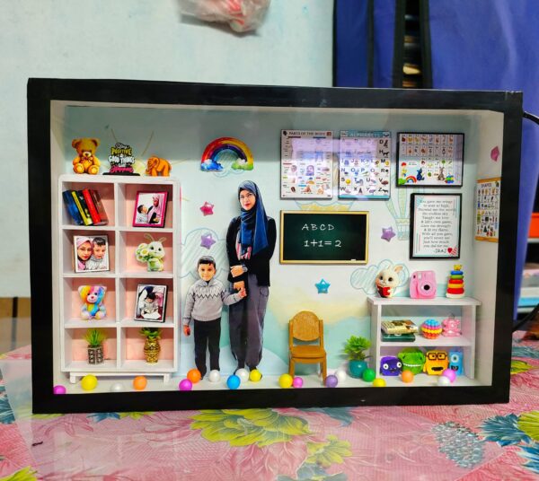 Miniature frame With Lights - 3d Customised Teacher's Theme Photo frame , Shadow box %count(title) - Customised Name Plate - Shadow box