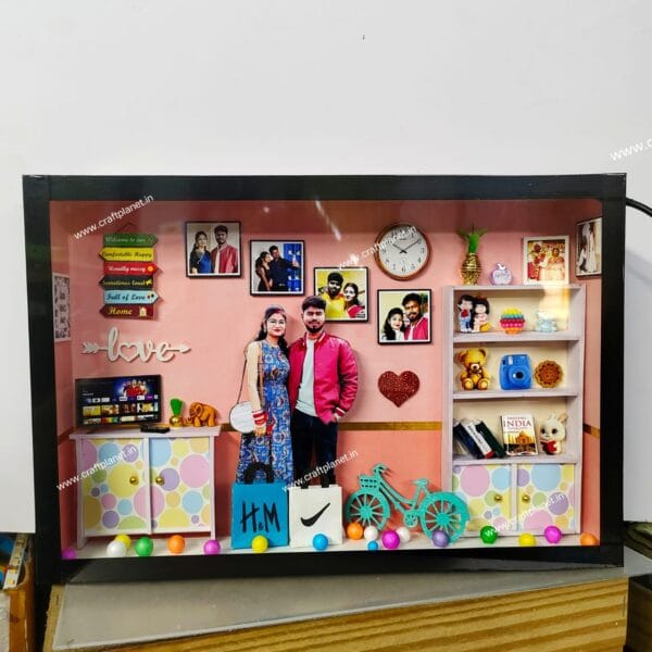 Miniature frame box With Led Light - Customized Photo frame 3d Anniversary Gift Shadow box %count(title) - 3d Miniature Photo frame